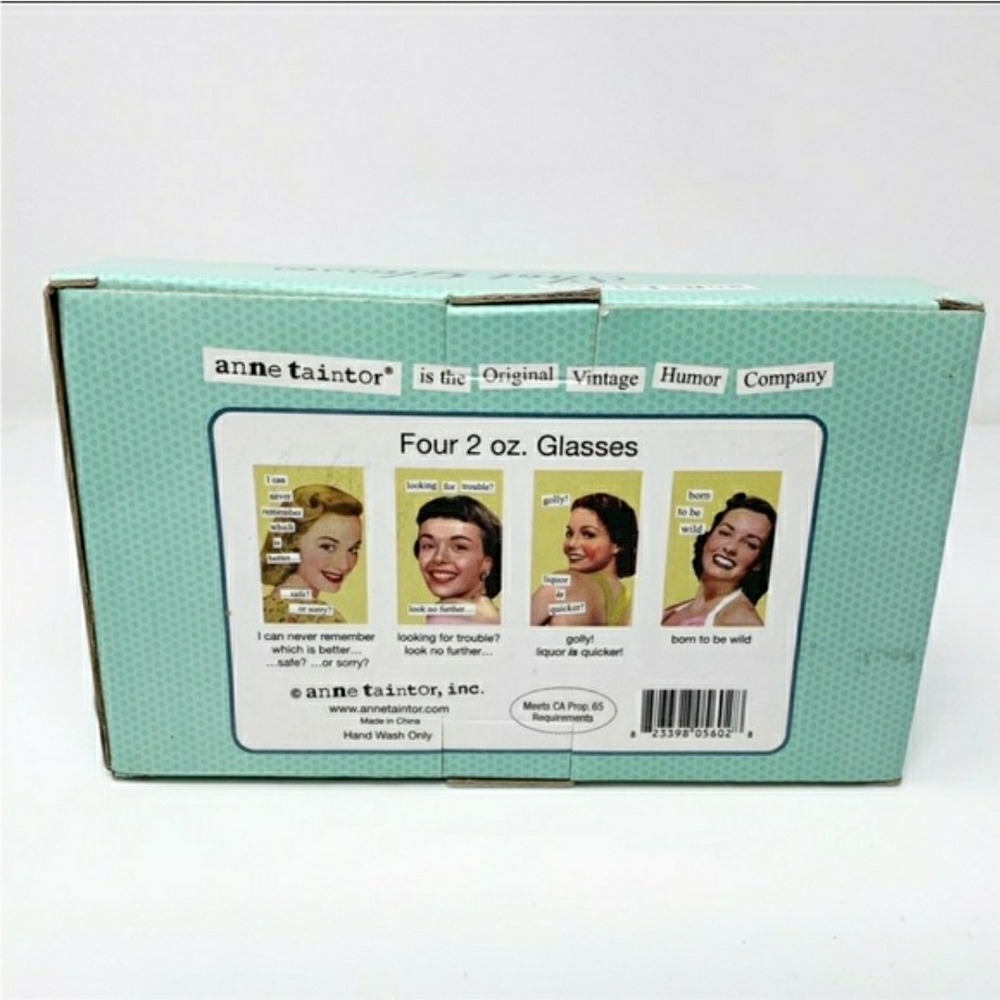 Anne Taintor Retro Shot Glass Set - Vintage Face Designs (Set Of 4) NIB! - Picture 2 of 11